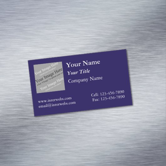 Custom Square Logo Blue Background White Text Magnetisch Visitekaartje (Voorbeeld)