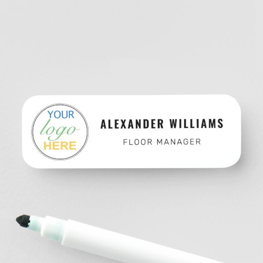 Custom Square Logo en medewerker Naamplaatje (In situ)