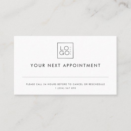 Custom Square Logo Plain Business Afspraak Card Afsprakenkaartje (Voorkant)