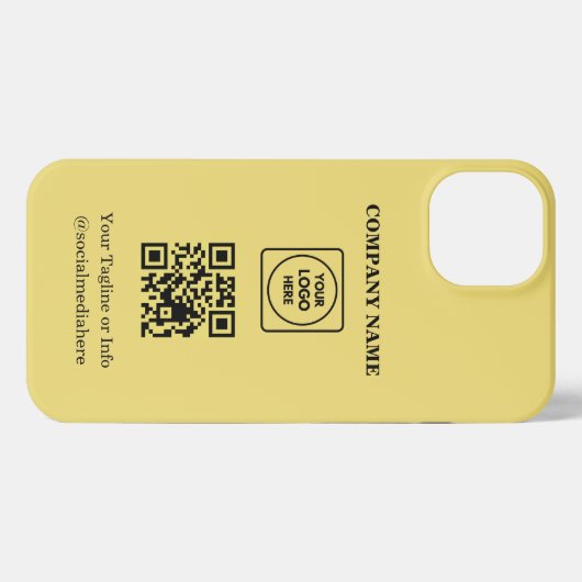 Custom Square Logo QR Code Gold iphone case Hoesje (Achterkant horizontaal)