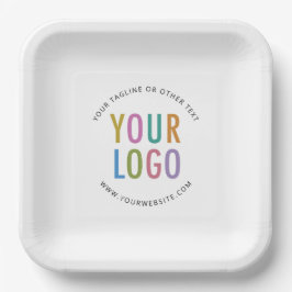 Custom Square Paper Plates Company Logo White Bulk Papieren Bordje