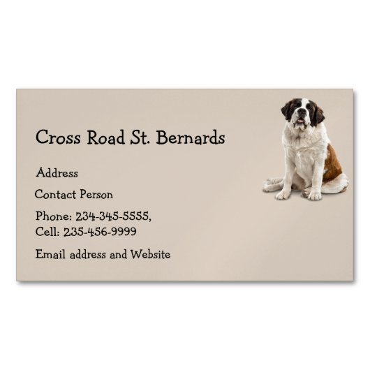 Custom St. Bernard Dog Pet Animal Logo Magnetisch Visitekaartje (Voorkant)