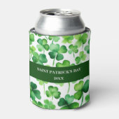Custom St Patricks Day Green Waterverf Shamrock Blikjeskoeler (Blikje Voorkant)