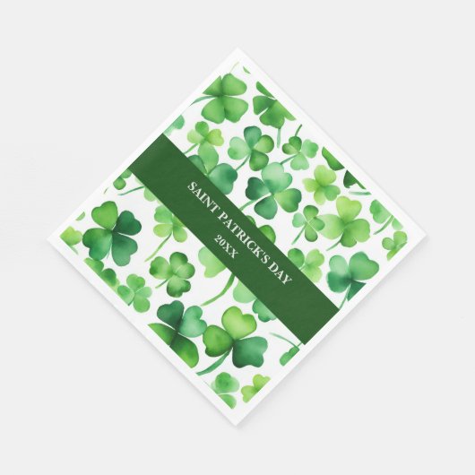 Custom St Patricks Day Green Waterverf Shamrock Servet (Hoek)