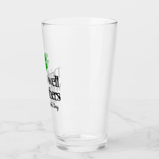 Custom St Patricks Day party bierglas met logo Glas (Links)