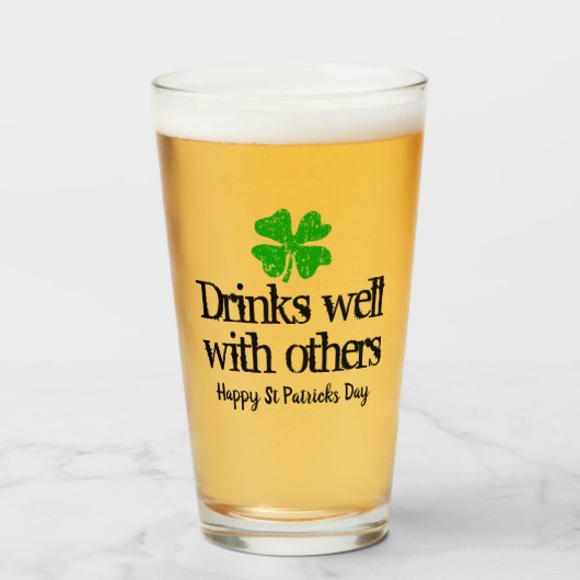 Custom St Patricks Day party bierglas met logo Glas (Voorkant gevuld)