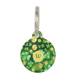 Custom St Patrick's Day Shamrock Gold Groene Klave Huisdierpenning