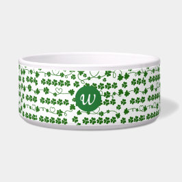 Custom St Patrick's Day Shamrock Heart Wit Groen Voerbakje