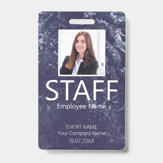 Custom Staff Barcode Event Blue Badge (Voorzijde)