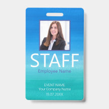 Custom Staff Barcode Event Blue Badge