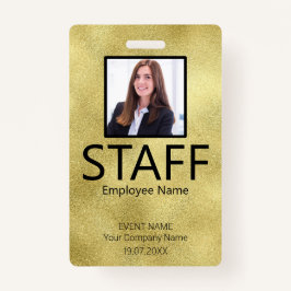 Custom Staff Barcode Event Gold Badge