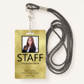 Custom Staff Barcode Event Gold Badge (Voorkant met draagriem)