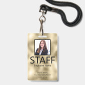 Custom Staff Barcode Event Gold Badge (Voorzijde met lanyard)