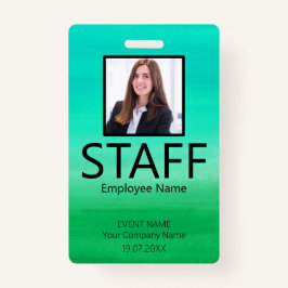 Custom Staff Barcode Event Green Badge