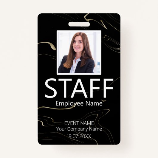 Custom Staff Barcode Event Marbling Badge (Voorkant)