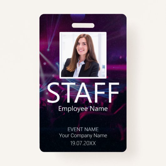 Custom Staff Event Barcode Paarse Badge (Voorkant)