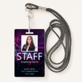 Custom Staff Event Barcode Paarse Badge (Voorkant met draagriem)