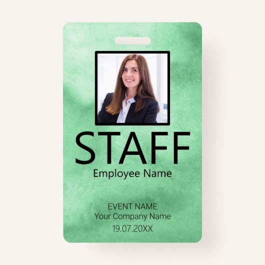 Custom Staff Event Green Badge (Voorkant)