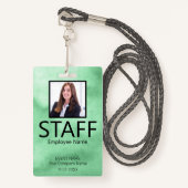 Custom Staff Event Green Badge (Voorkant met draagriem)