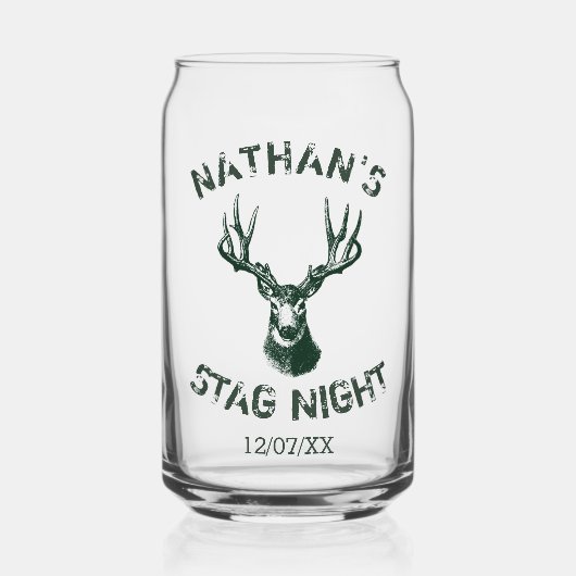 Custom Stag Night Antlers gepersonaliseerd Blikvorm Glas (Voorkant)