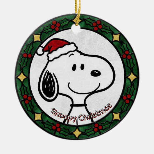 Custom Stained glass effect DOG'S name Christmas  Keramisch Ornament (Voorkant)