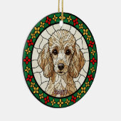 Custom Stained glass effect DOG'S name Christmas  Keramisch Ornament (Rechts)