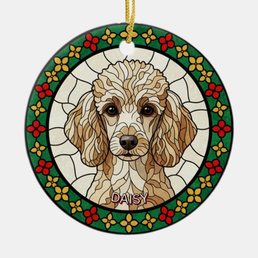 Custom Stained glass effect DOG'S name Christmas  Keramisch Ornament (Voorkant)