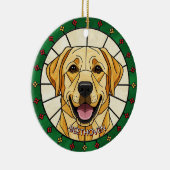 custom Stained glass effect DOG'S name Christmas  Keramisch Ornament (Rechts)