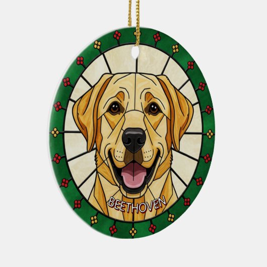 custom Stained glass effect DOG'S name Christmas  Keramisch Ornament (Rechts)