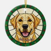 custom Stained glass effect DOG'S name Christmas  Keramisch Ornament (Voorkant)