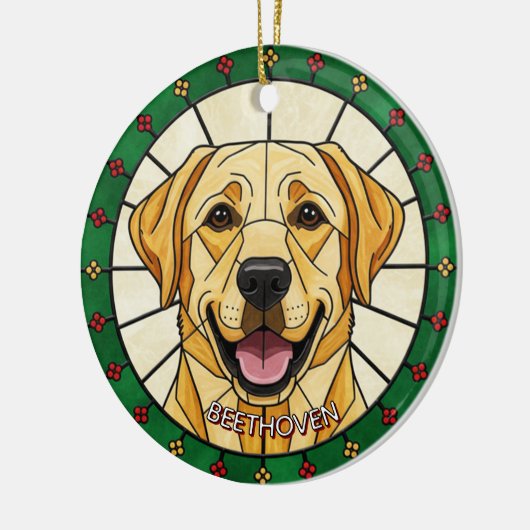 custom Stained glass effect DOG'S name Christmas Keramisch Ornament (Links)