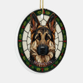 Custom Stained glass effect DOG'S name Christmas Keramisch Ornament (Rechts)