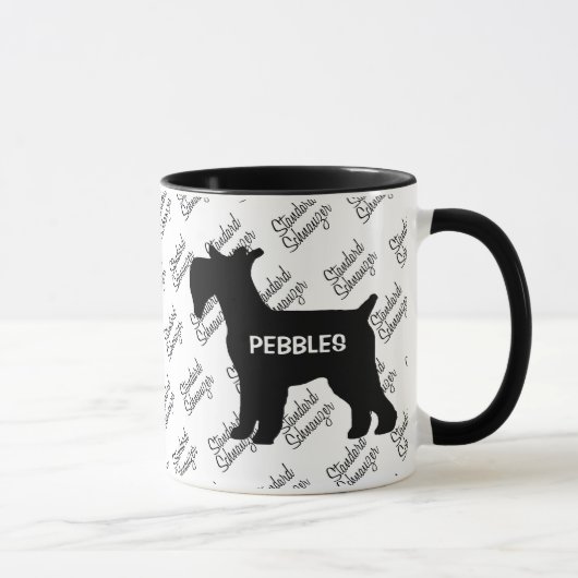 CUSTOM Standard Schnauzer Dog Silhouette Mok (Rechts)