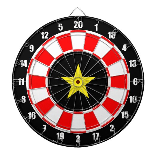 Custom Star Afbeelding op zwart, rood & wit Dartbord (Voorkant)