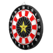 Custom Star Afbeelding op zwart, rood & wit Dartbord (Voorkant Rechts)