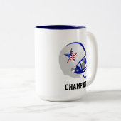 Custom Star op Amerikaanse Footballs helm Tweekleurige Koffiemok (Voorkant rechts)