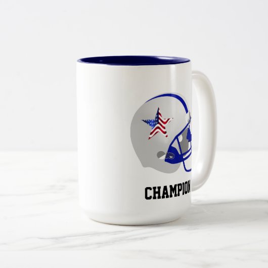 Custom Star op Amerikaanse Footballs helm Tweekleurige Koffiemok (Voorkant rechts)