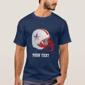 Custom Star op rood wit Amerikaans Football helm T-shirt (Voorkant)