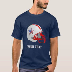 Custom Star op rood wit Amerikaans Football helm T-shirt