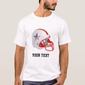 Custom Star op rood wit Amerikaans Football helm T-shirt (Voorkant)