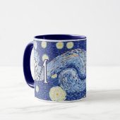 Custom Starry Night Monogram Vincent Van Gogh Art Mok (Voorkant links)