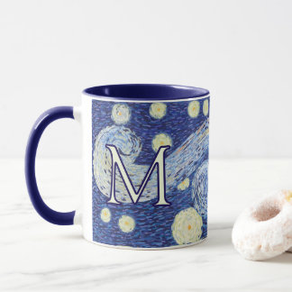 Custom Starry Night Monogram Vincent Van Gogh Art Mok