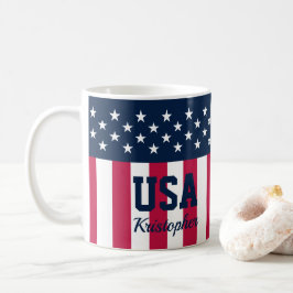 Custom Stars n Stripes Rood Wit Blauw Koffie Mok