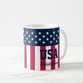 Custom Stars n Stripes Rood Wit Blauw Koffie Mok (Voorkant rechts)