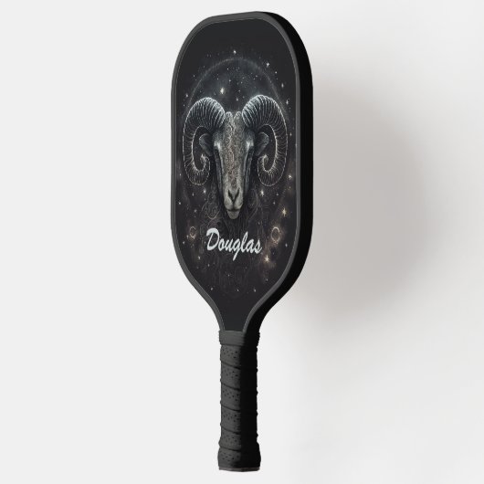 Custom Steenbok Zodiac Sign Zwart Pickleball Paddle (Links)