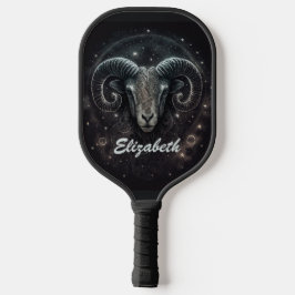 Custom Steenbok Zodiac Sign Zwart Pickleball Paddle