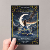 CUSTOM Sterrennacht Dusty Blue Sweet Sixteen Acryl Uitnodigingen (Insitu (Draagbaar))