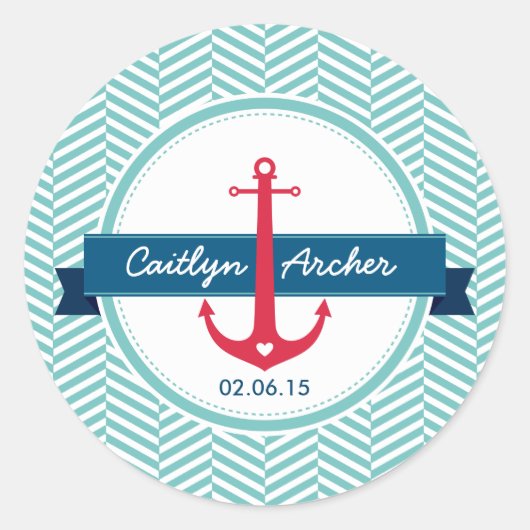 CUSTOM STICKER modern nautisch anker monogram (Voorkant)