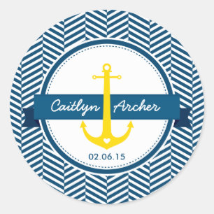 CUSTOM STICKER modern nautisch anker monogram
