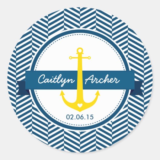 CUSTOM STICKER modern nautisch anker monogram (Voorkant)
